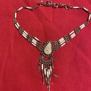 Silver and White Anklet